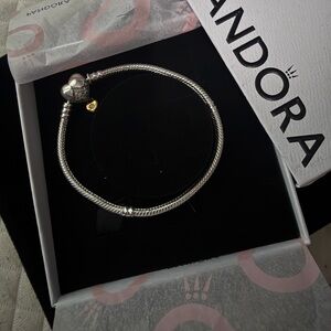 Pandora Silver Bracelet with Heart and Gold Charm
